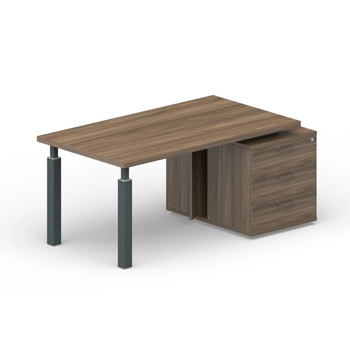 Стол на опорной тумбе 3 ящика (правый) BS160T3D