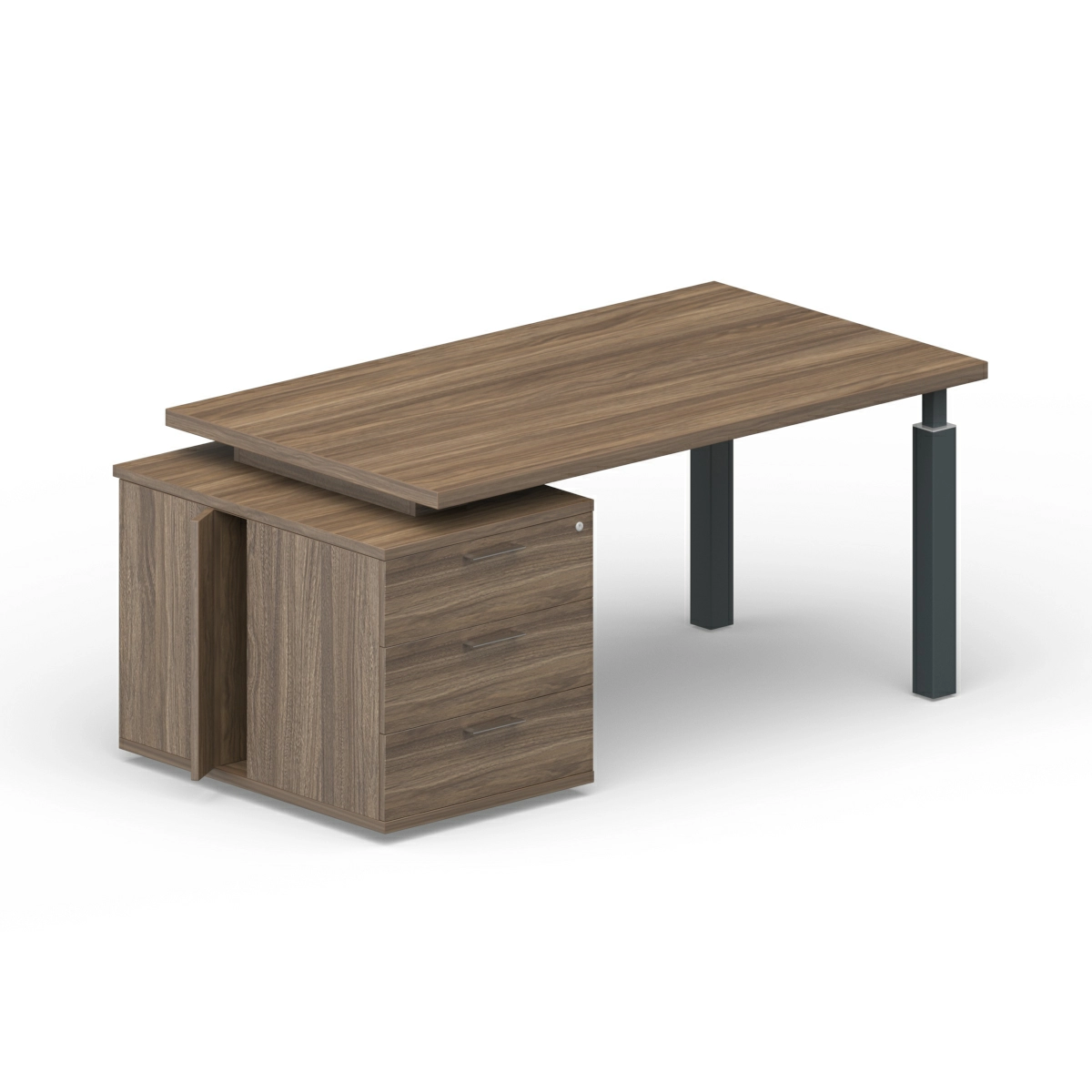 Стол на опорной тумбе 3 ящика  (левый) BS160T3G