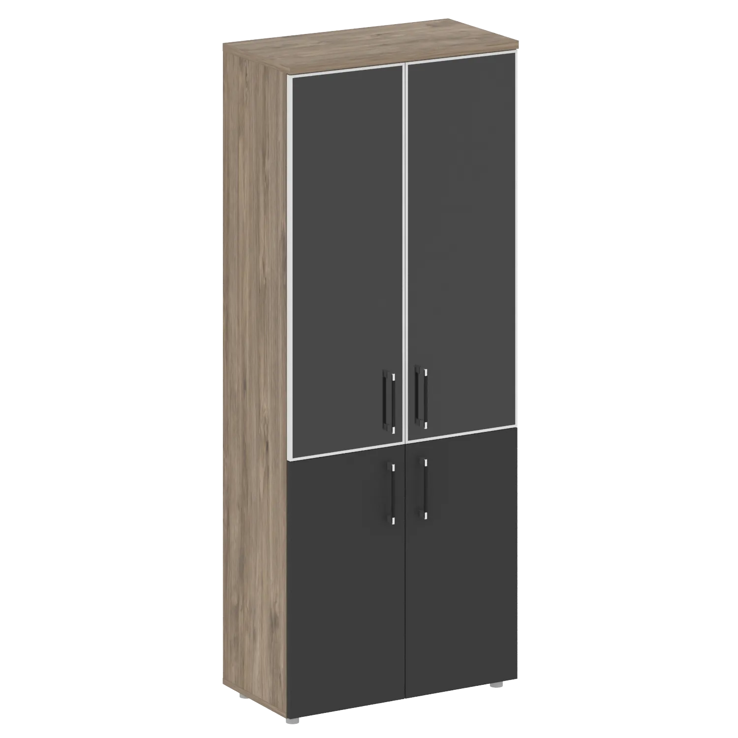 Шкаф высокий широкий (2 низких фасада ЛДСП + 2 средних фасада лакобель в раме) Shift SK.ST-1.2R 800*420*1977