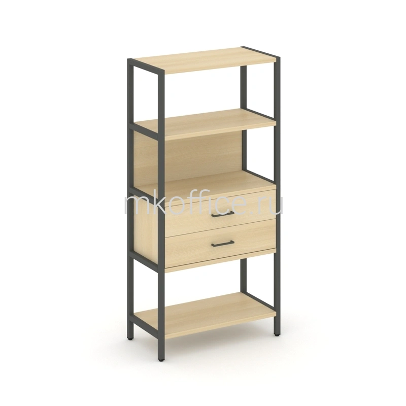 Односекционный стеллаж Shelf system четырехярусный с ящиками SN.STM-412. Ассортимент МК Офис